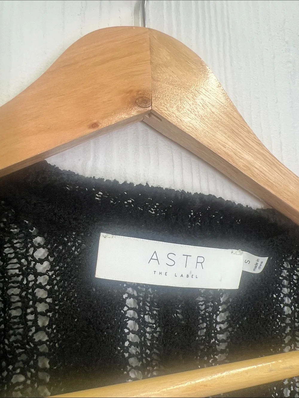 ASTR The Label - Wrap Front Pointelle Black Long Sleeve Lightweight Sweater SM